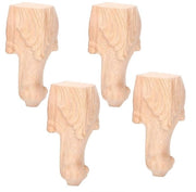 Piedi di massa per mobili in legno massiccio - Altezza per mobili - Set di piedi per mobili da 4 - Stile europeo - Piedi intagliati - Dimensioni 15 x 6 cm - Piede per mobili