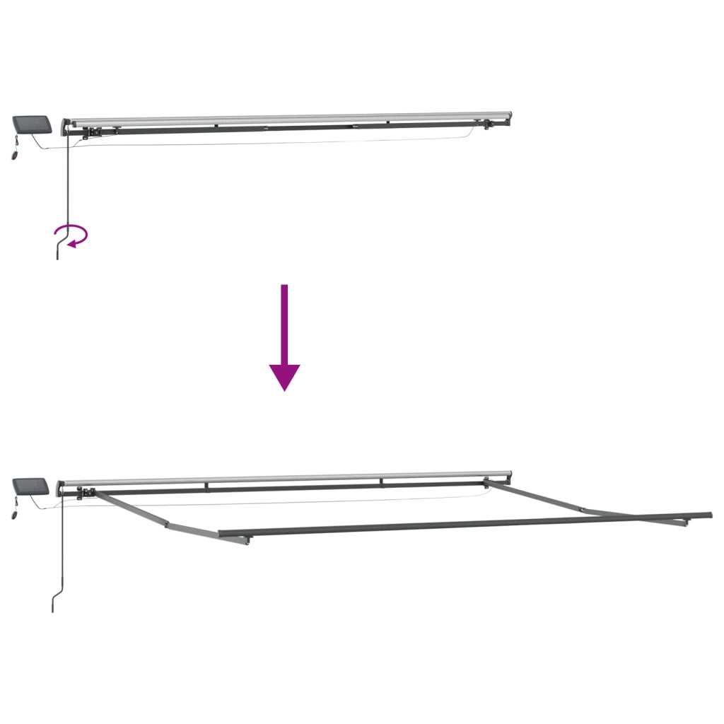 Tenda Retrattile Manuale con LED Grigio Chiaro 500x300 cm