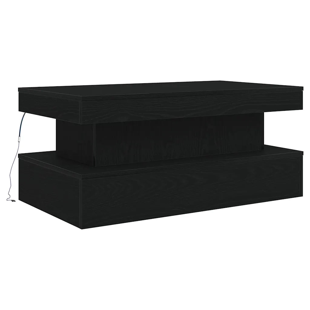 Tavolino da salotto | Tavolino da caff¨¨ | Tavolino da Soggiorno con Luci LED Rovere Nero 90x50x40 cm