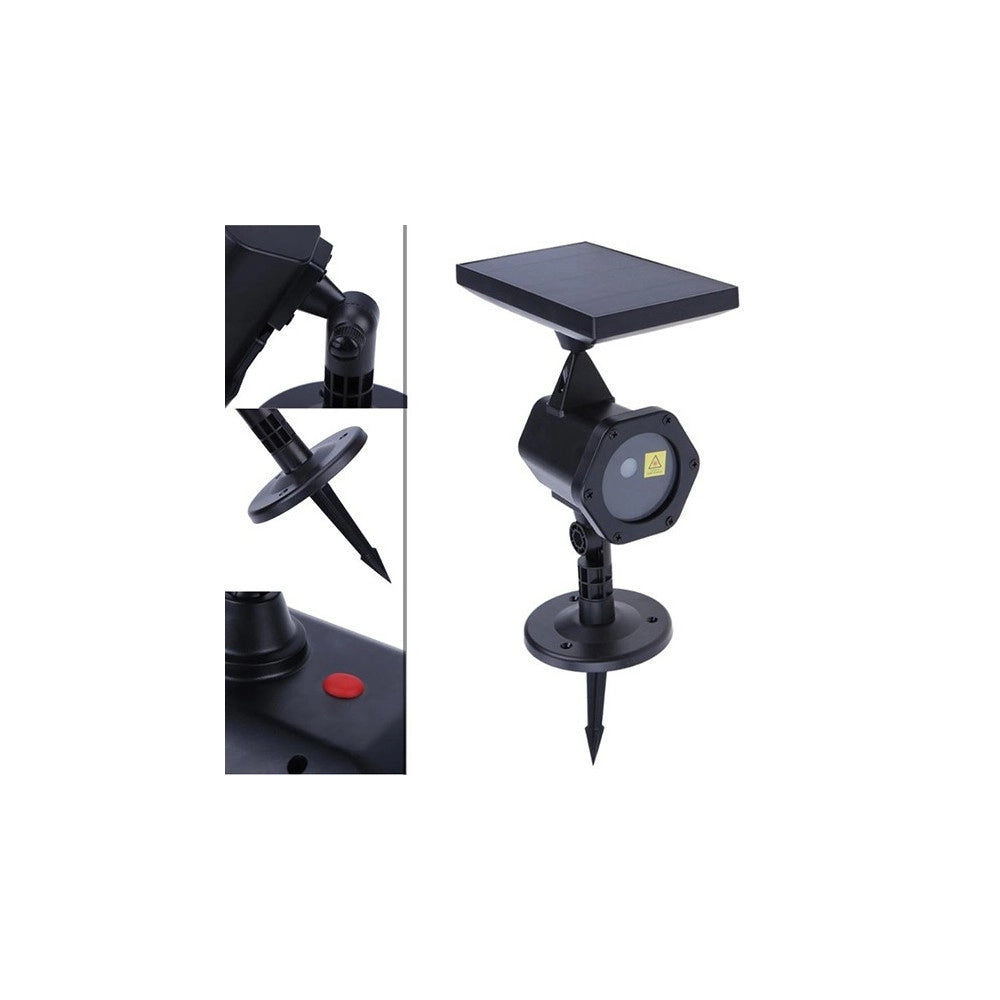 Trade Shop - Proiettore Laser Con Pannello Solare Natalizio Fascio Luce Verde Rosso -