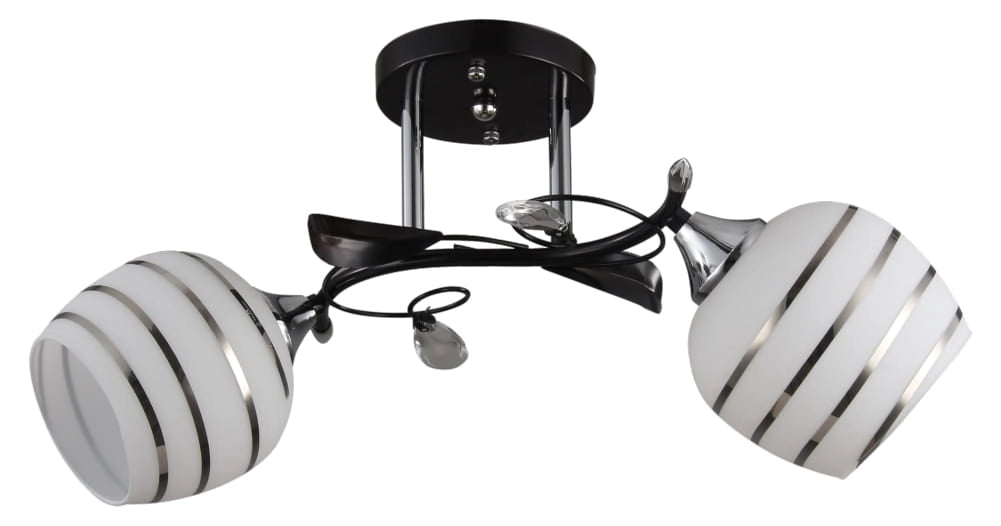 Plafoniera Lampex Milton 2 luci nero/bianco Ø50 E27