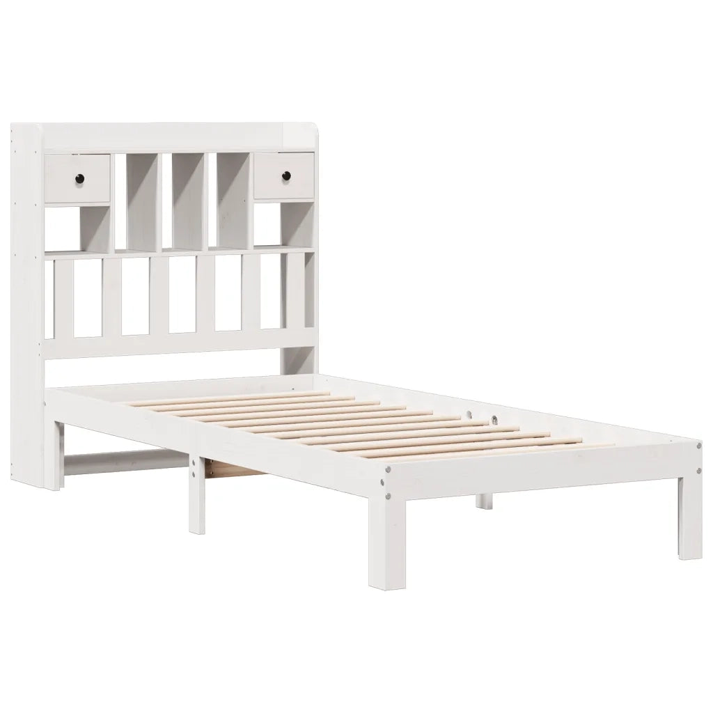 Letto Libreria senza Materasso Bianca 90x200 cm Legno di Pino 3322596