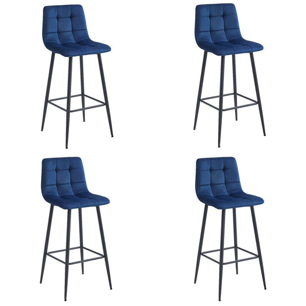 Sgabello Valora TEOTO in velluto blu navy con gambe nere per cucina x4