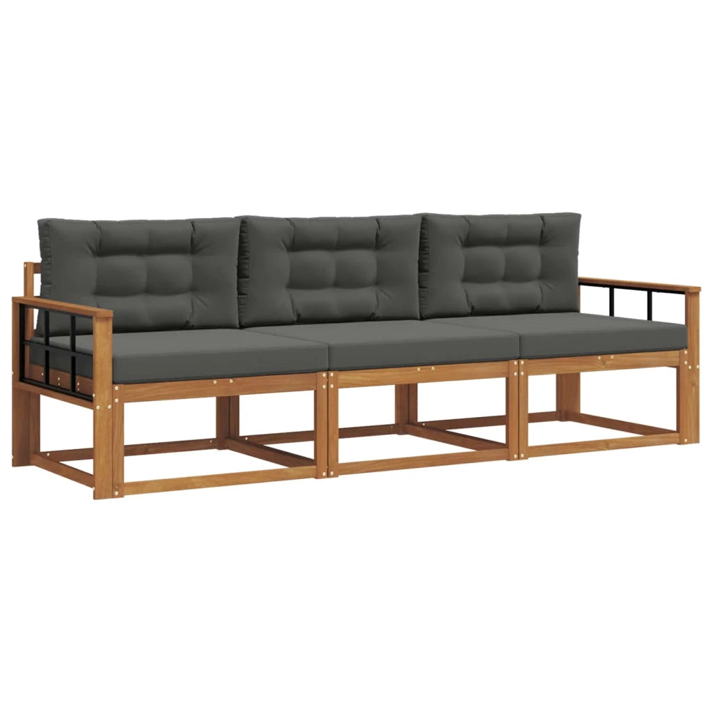 Set di divani da esterno con cuscino 3 pcs Naturale e Antracite