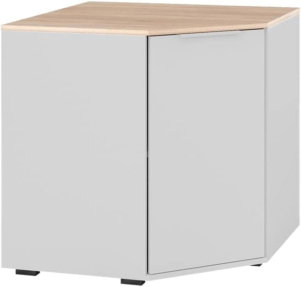 Credenza Betti, Bianco/Sonoma, 77.9 x 77.9 cm con 1 porta, per riporre abiti e oggetti di uso quotidiano