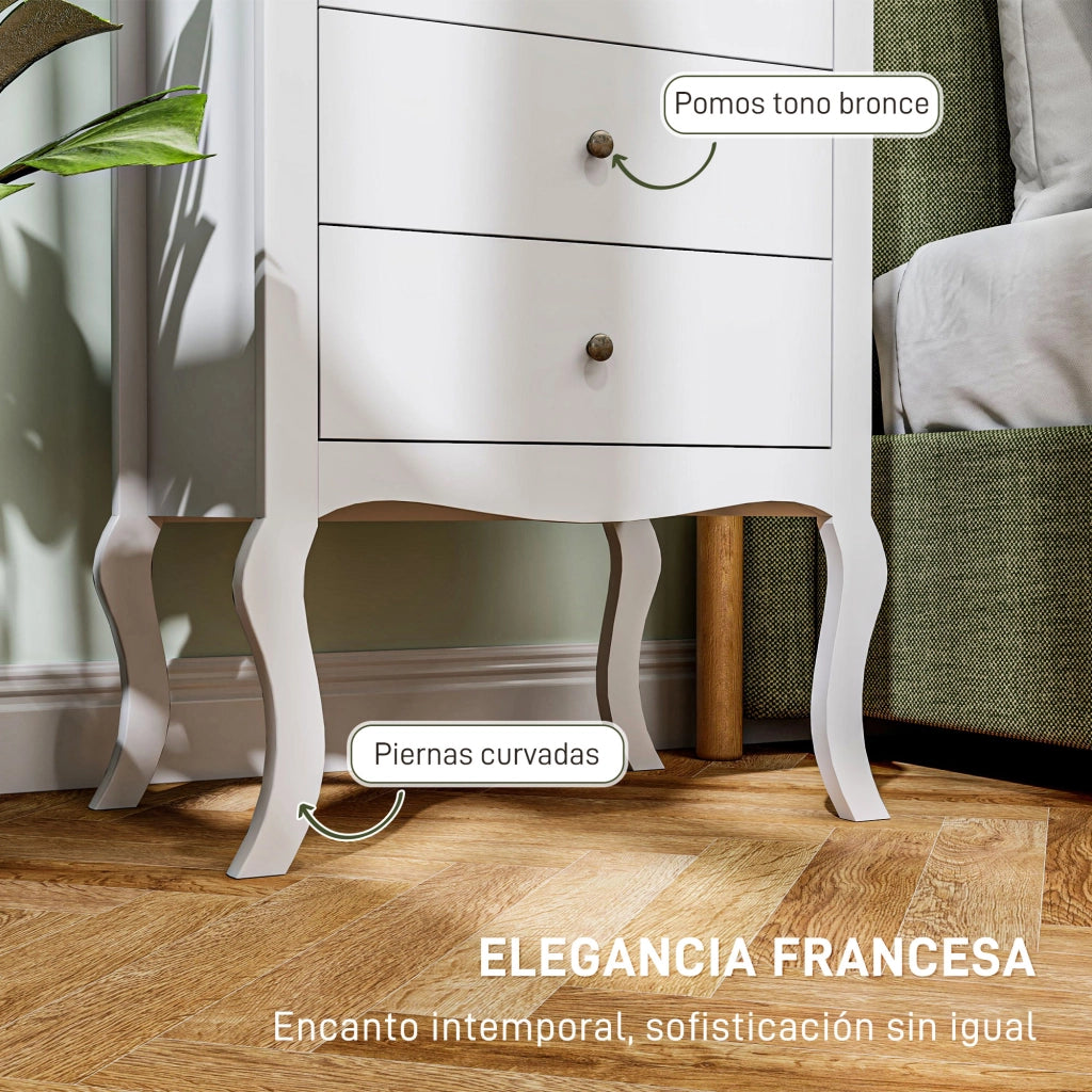 Cassettiera con 4 Cassetti ¨C Zephmum ¨C Bianco e Rovere 60x40x98,5 cm
