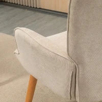 Poltrona Relax con Pouf Poggiapiedi in Velluto a Costine con Schienale Alto e Braccioli, Beige