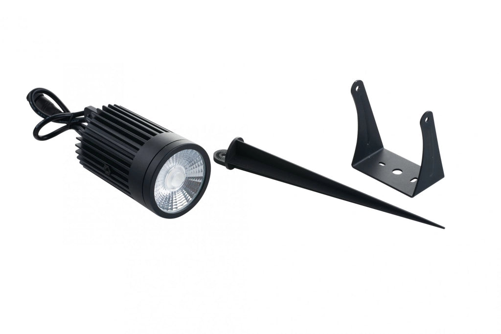 PROIETTORE LED TARGET DC24V NERO 30W 468LM RGB + 4000K IP67 CON PICCHETTO 7,8X12,3X26CM