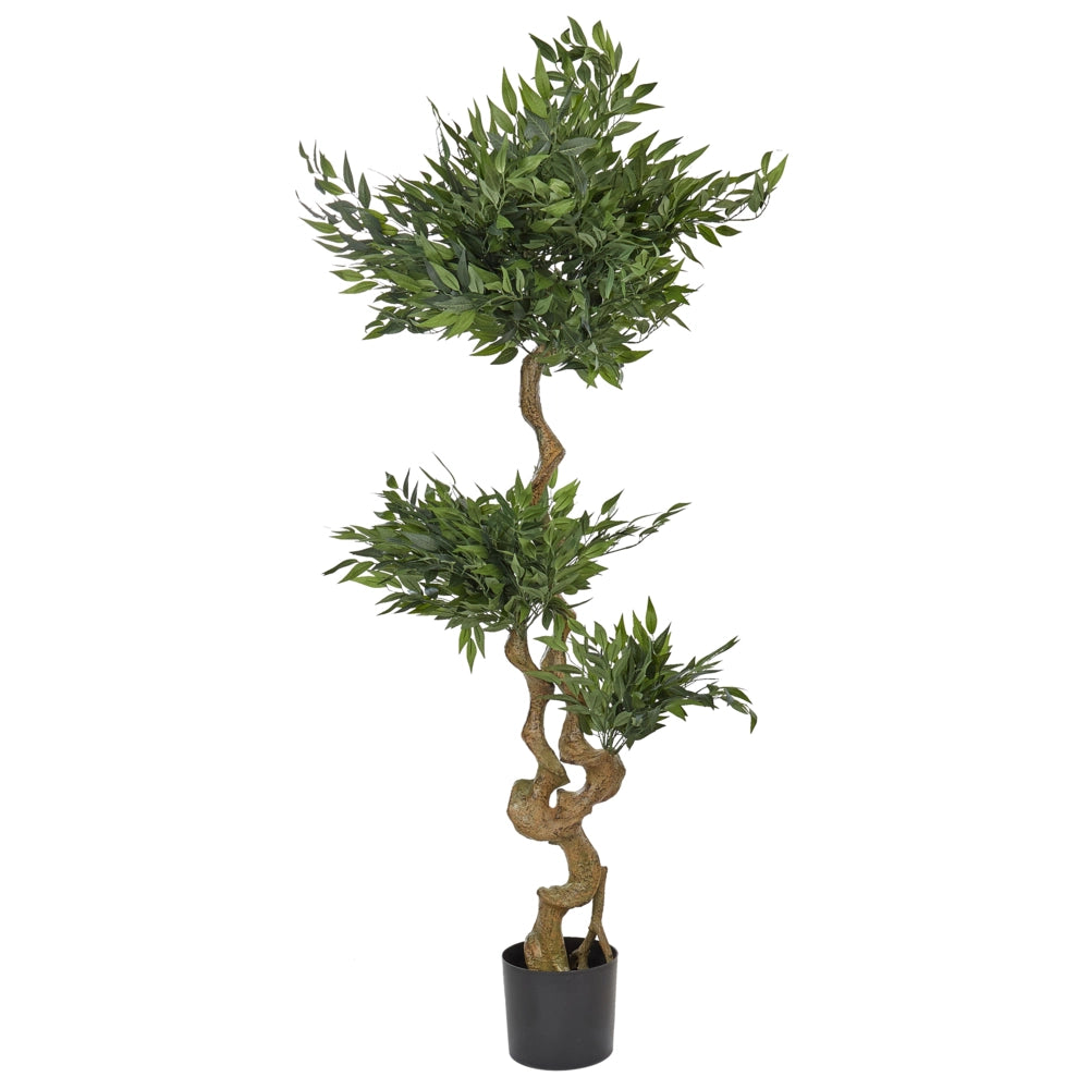 Pianta artificiale in vaso in plastica Ruscus 166 cm accessorio decorativo boho