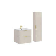 Set da bagno NOXERA 80 cm – Marrone Congo – Lavabo incassato + colonna sospesa