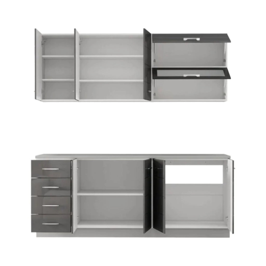 Cucinino Riquew, Cucina 6 Ripiani, Elettrodomestici non inclusi, Grigio Scuro
