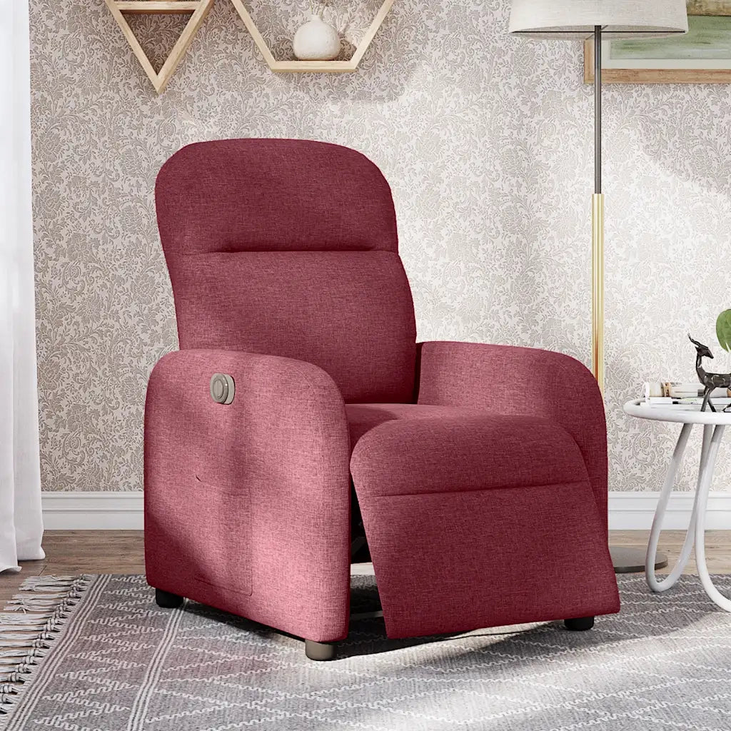 Poltrona | Sedia Relax Elettrica Reclinabile Rosso Vino in Tessuto