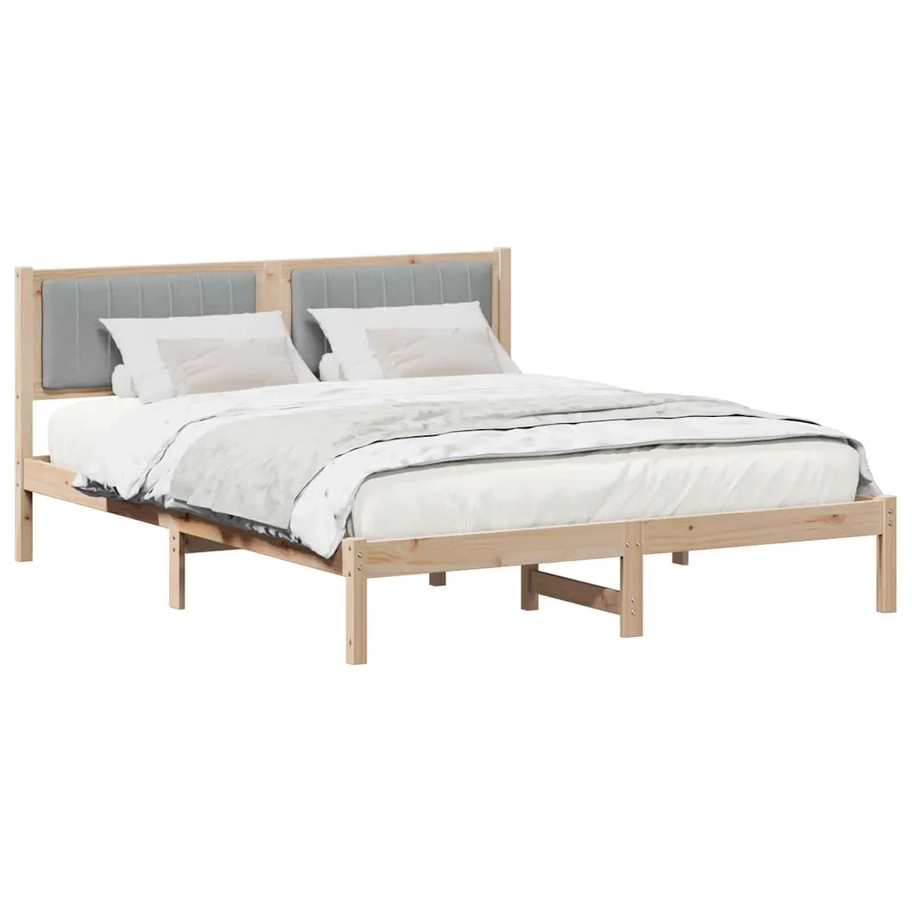 Letto con Testiera Rivestita Grigio chiaro 150 x 200 cm