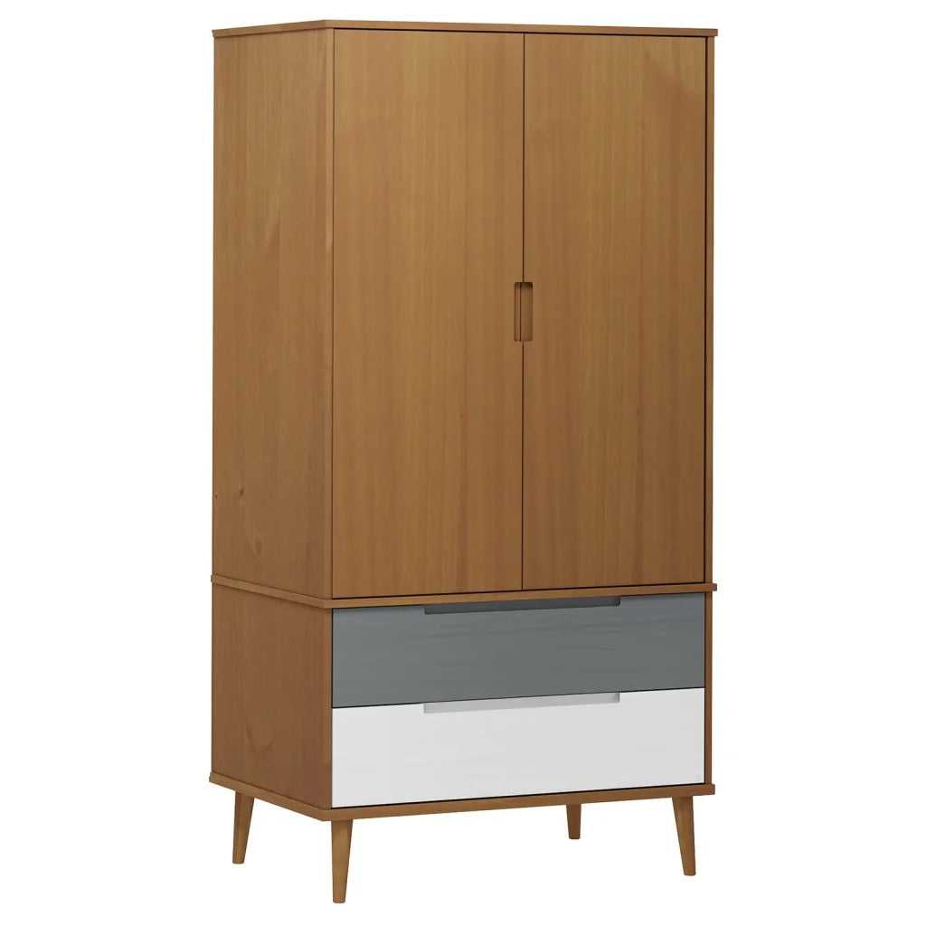 Armadio MOLDE Marrone 90x55x175 cm in Legno Massello di Pino CFW3017410