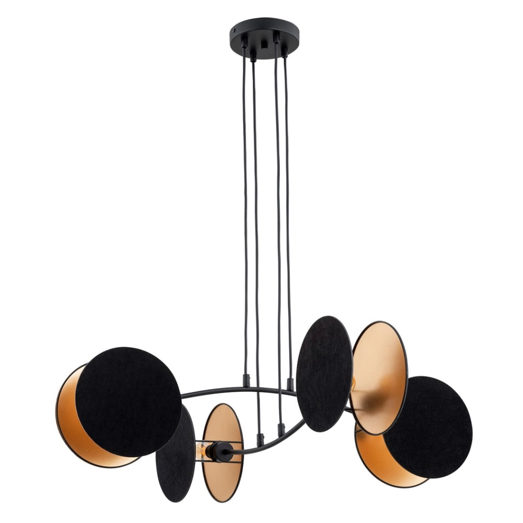 Lampada a sospensione Emibig Motif 4xE27 nero oro regolabile