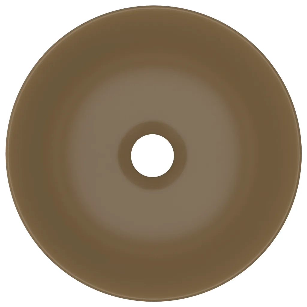 Lavandino da Bagno in Ceramica Crema Opaco Rotondo 146985