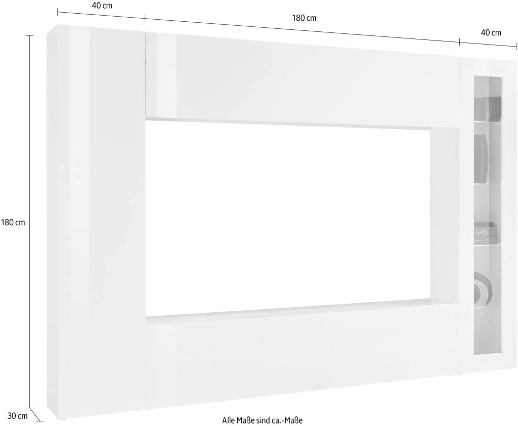 Parete attrezzata moderna porta TV vetrina pensile armadio Note Ledge antracite