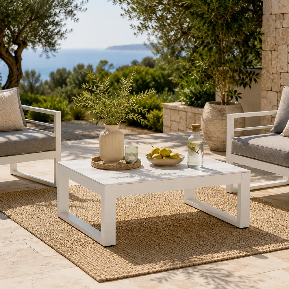 Due Poltrone e Tavolino Leros  Grigio/Bianco