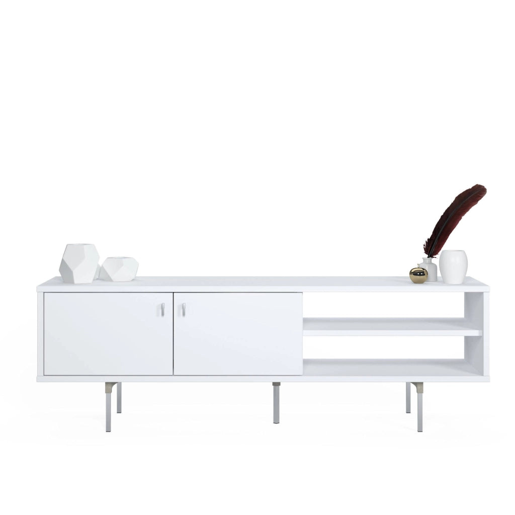 Militello, Mobile Porta tv un Ripiano, 140x35x45h cm Bianco