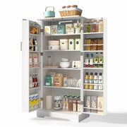 Mobile da Cucina 60x35x128 cm con LED Sensore; 5 Ripiani; 2 Ante e Vani Portaoggetti