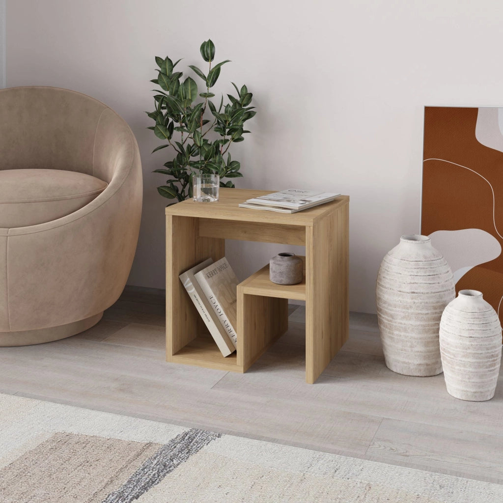 Tavolino in legno "Bon" 40 x 35 x 40 cm - Rovere zaffiro