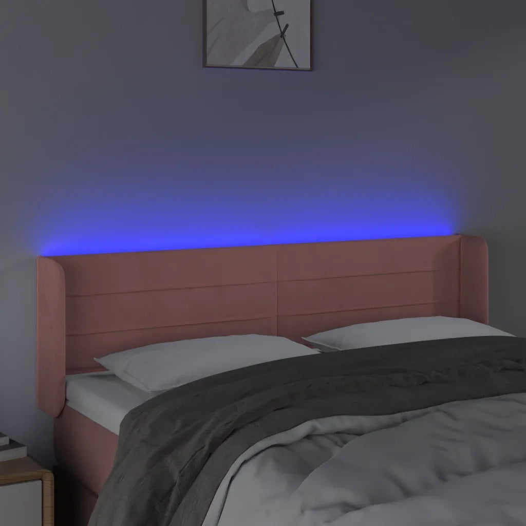 Testiera a LED Rosa 147x16x78/88 cm in Velluto 3123429