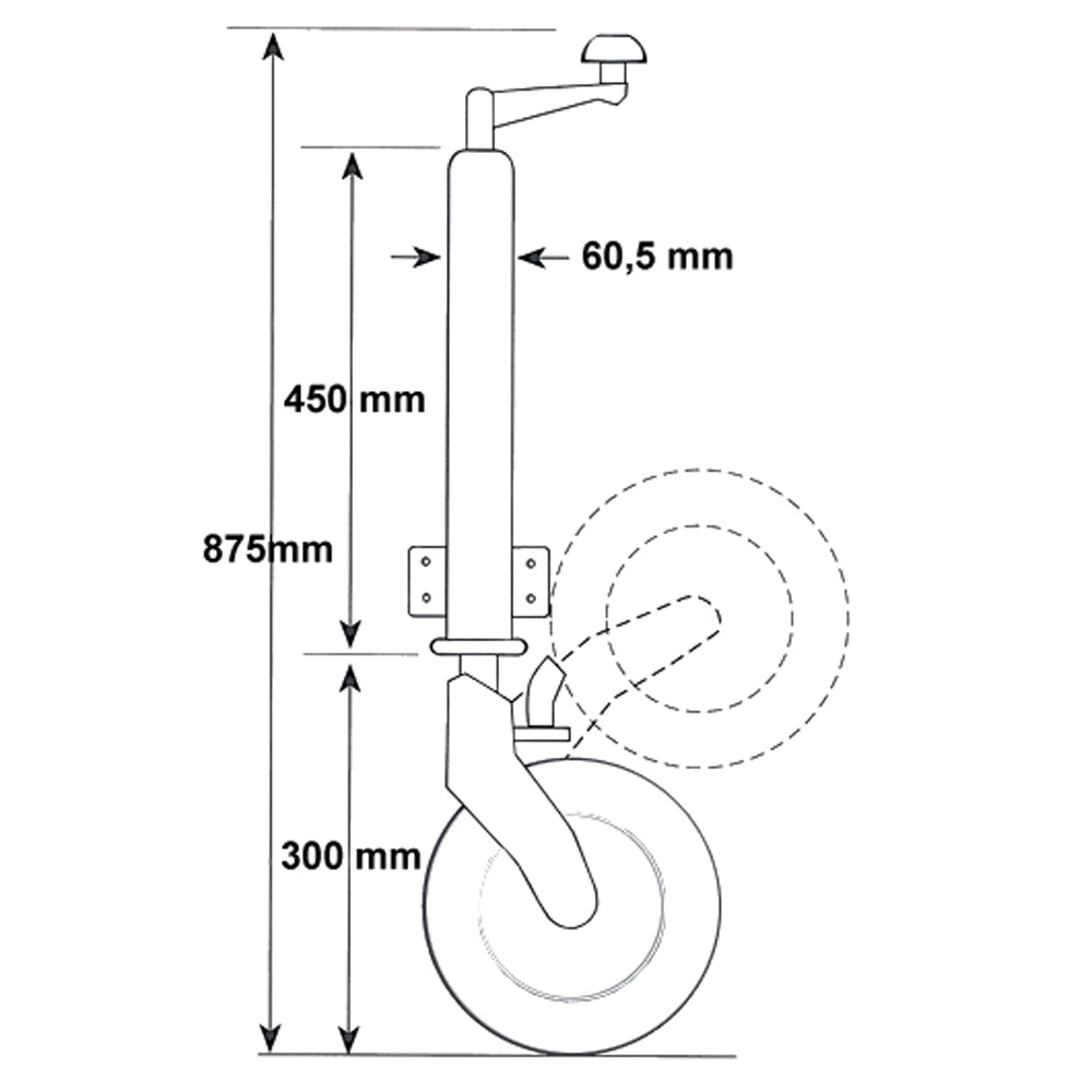 Servotimone con ruota 453 kg Ruotino per carrello appendice rimorchio roulotte