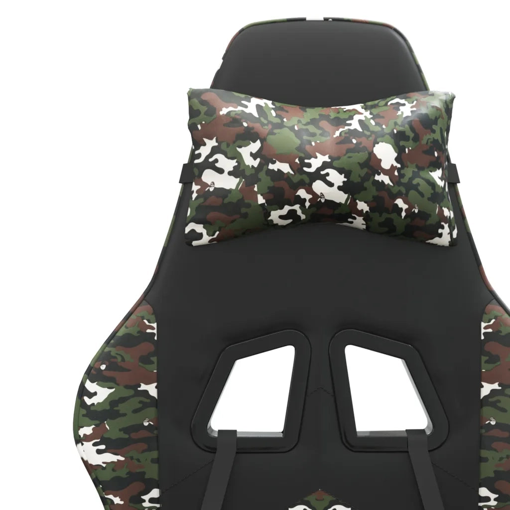 Sedia da Gaming | Sedia da e-sports Girevole Nero e Mimetico in Similpelle