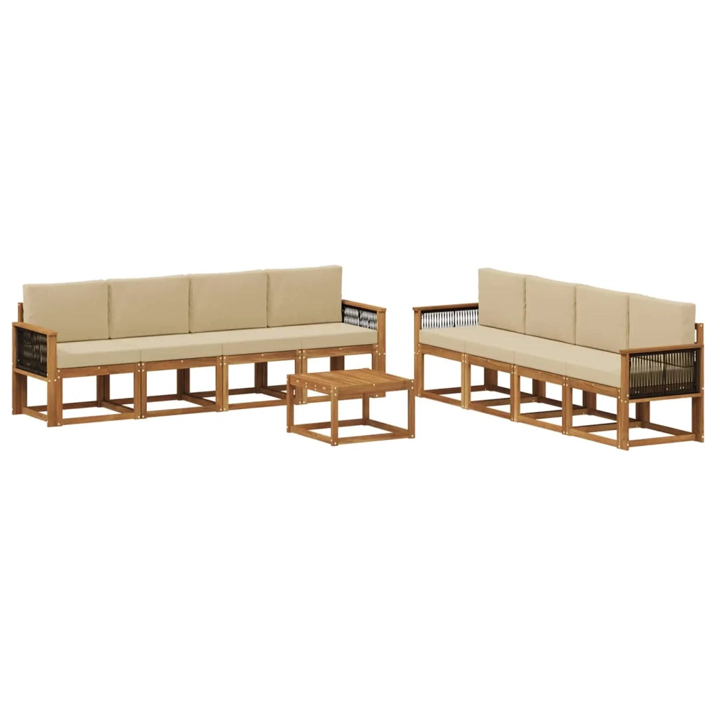 Set di divani da esterno 9 pz Naturale e Beige 3385094