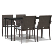 Set Pranzo da Giardino 5pz | Set Salotto da Giardino con Cuscini in Polyrattan e Acciaio
