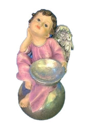 Decorazione Addobbo Natale Angelo in resina su sfera medio
