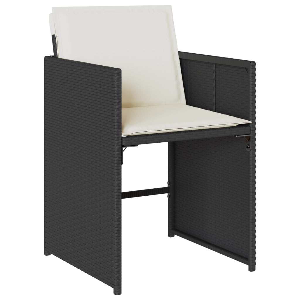 Set da Pranzo da Giardino 5 Pezzi con Cuscini Nero Polyrattan