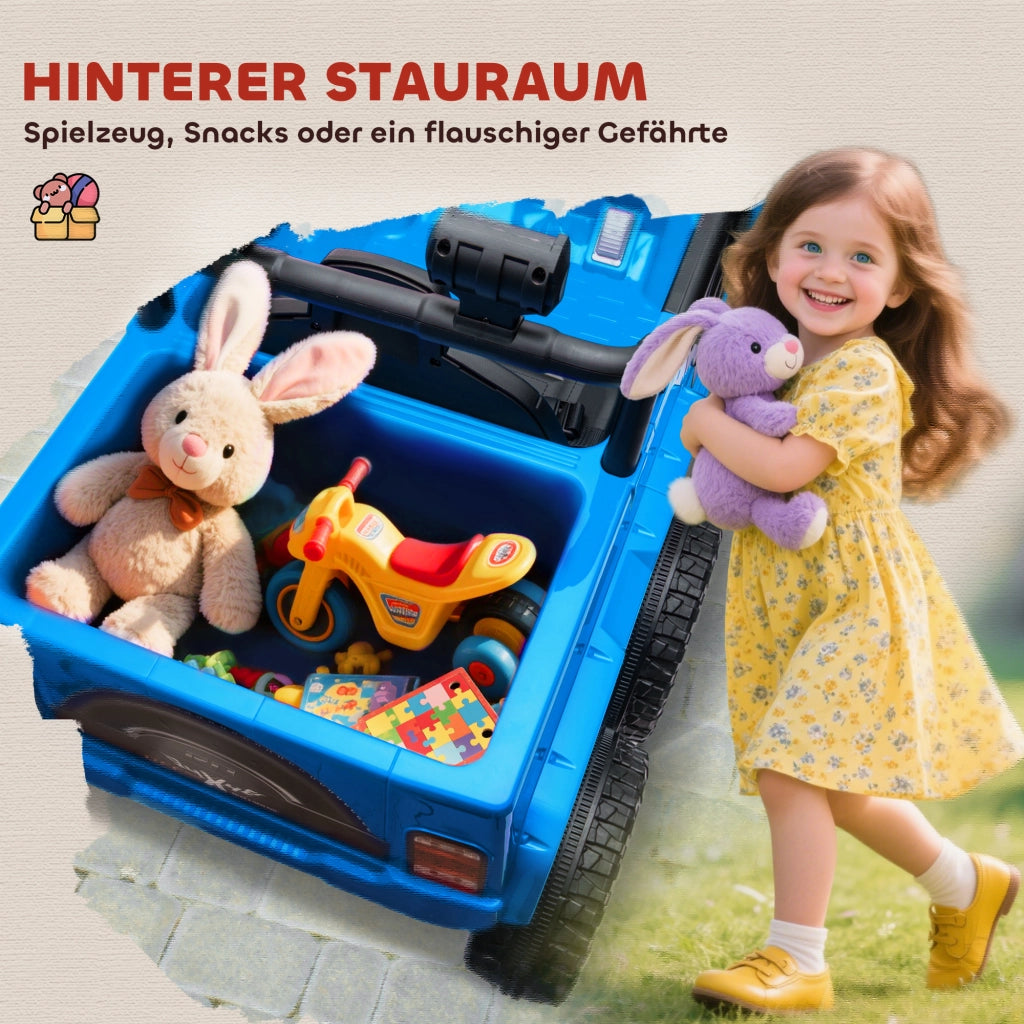 Auto Elettrica Bambini 12V con Rimorchio ¨C Xylo ¨C LED Musica Clacson 3-8 Anni Blu