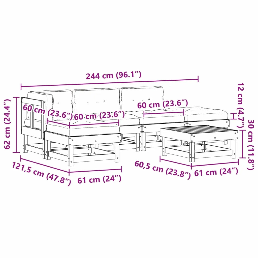 Set Lounge da Giardino 6 pcs Marrone Cerato
