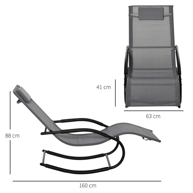 SDRAIO A DONDOLO ZERO GRAVITY ERGONOMICA IN METALLO E TEXTELINE 63 X160 X 88 CM