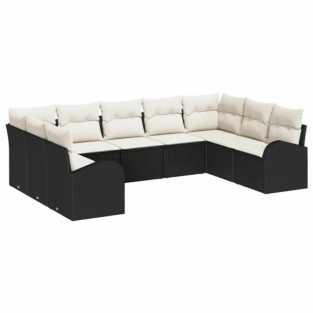 Set Divano da Giardino 9 pcs Nero e Bianco polyrattan 3354866