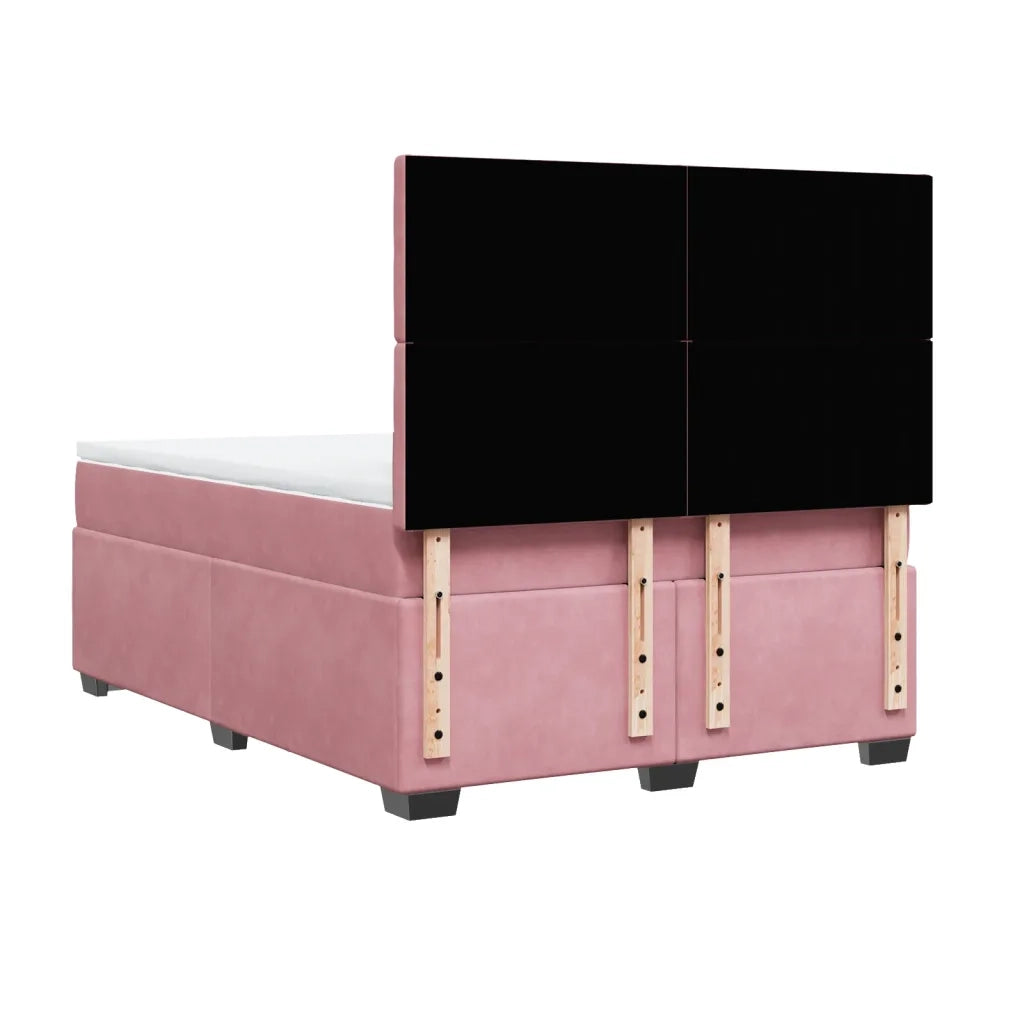 Giroletto a Molle con Materasso Rosa 160x200 cm in Velluto