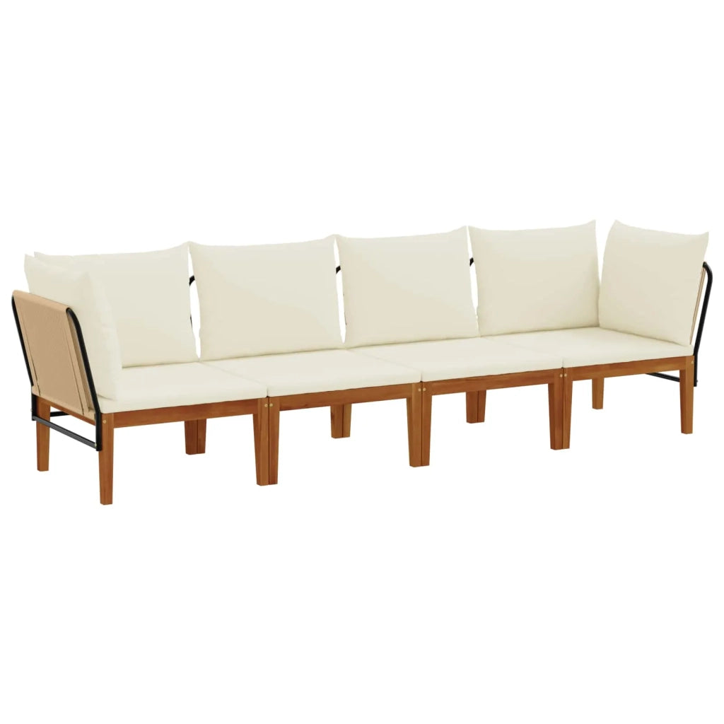 4 pcs Legno massiccio di acacia e corda Naturale 3407775