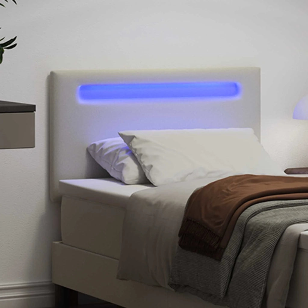 Testiera LED Bianco 90 cm Pelle Sintetica 42007294