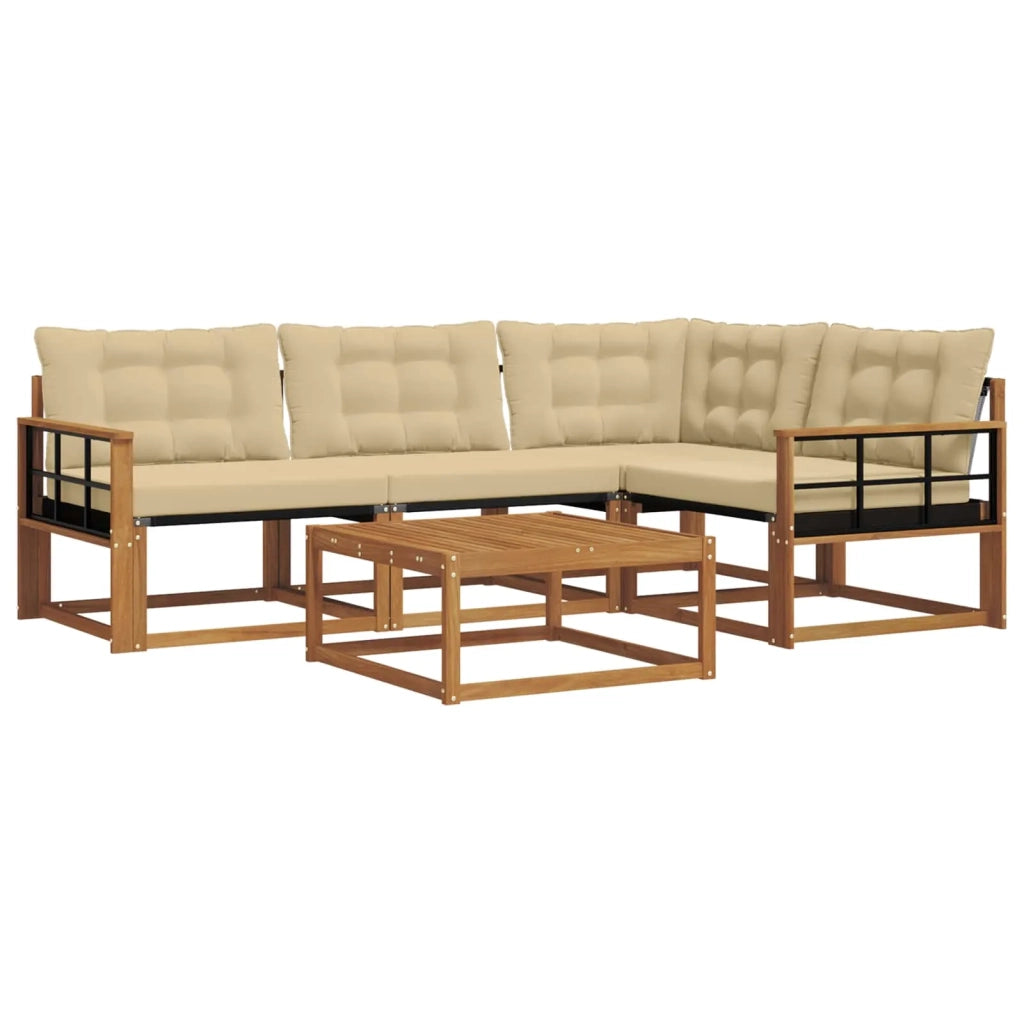 Set di divani da esterno con cuscino 5 pcs Naturale e Beige 3369440