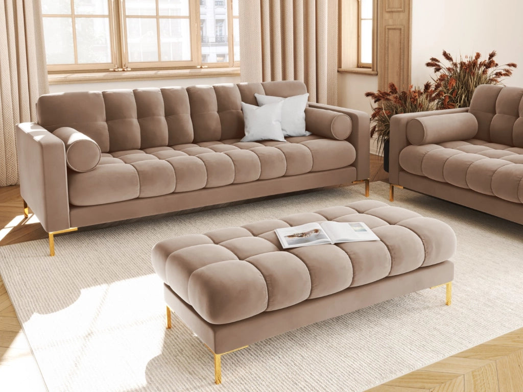 Cosmopolitan Design - Divano "Bali" 3 posti in velluto beige 