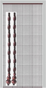 Tende in legno - schermo contro le zanzare per finestra - 45 cordoni - rosso - 90 x 200 cm