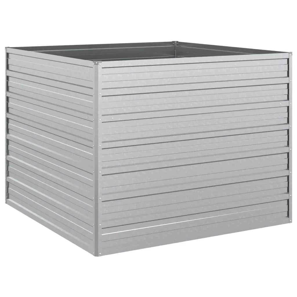Fioriera rialzata per piante fiori patio giardino 100 x 100 x 77 cm acciaio zincato argento 02_0039297