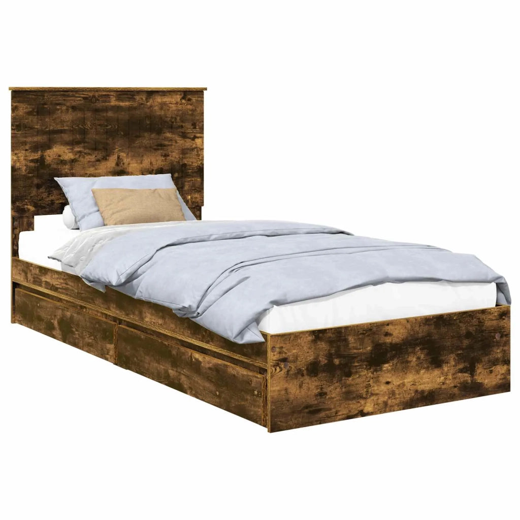 Letto con Contenitore Rovere fumé 90 x 190 cm Legno multistrato 3411254