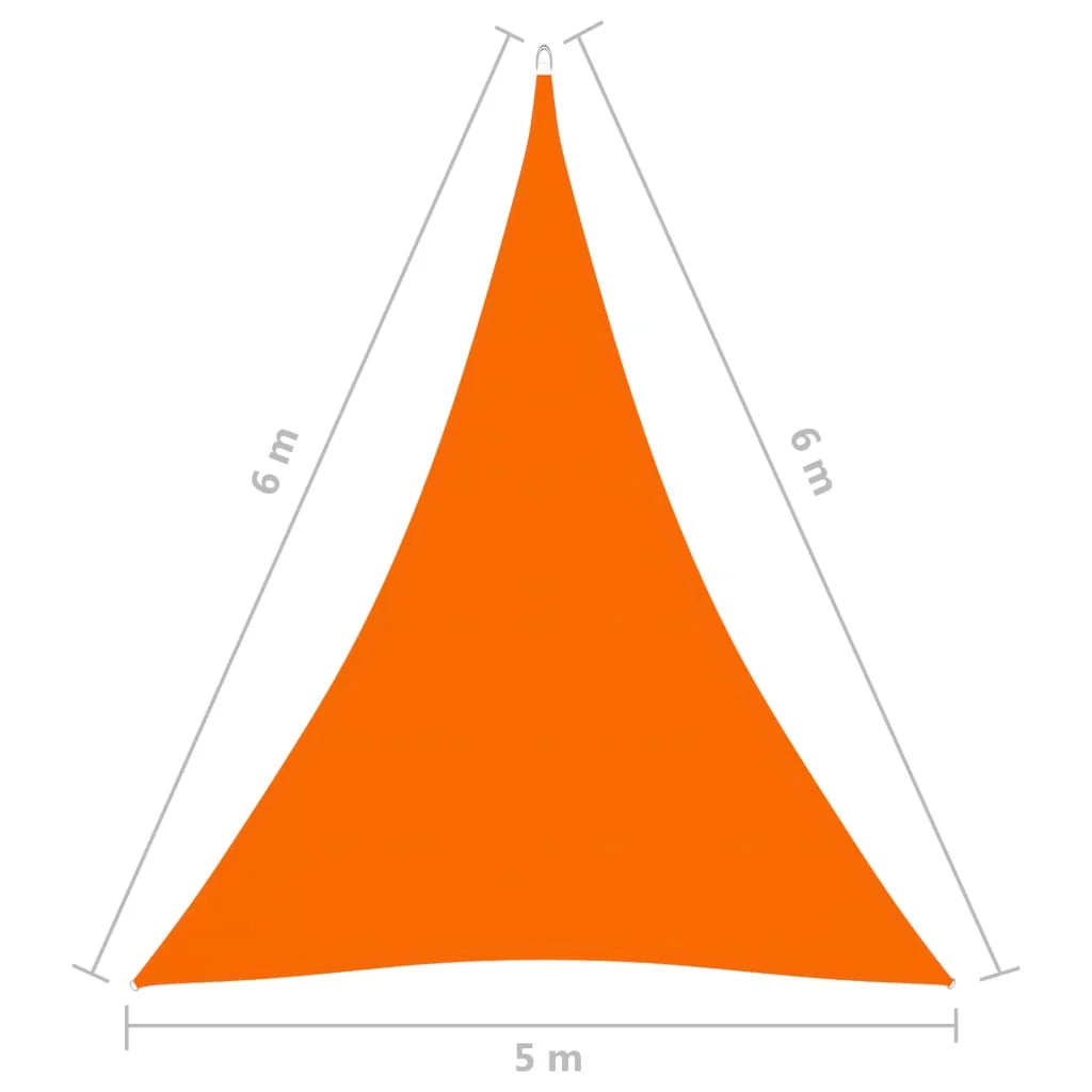Vela ombreggiante triangolare in tessuto Oxford 5 x 6 x 6 m arancione 02_0009930