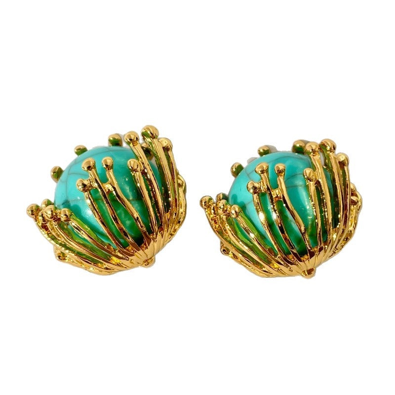 Orecchini floreali metallici in stile vintage