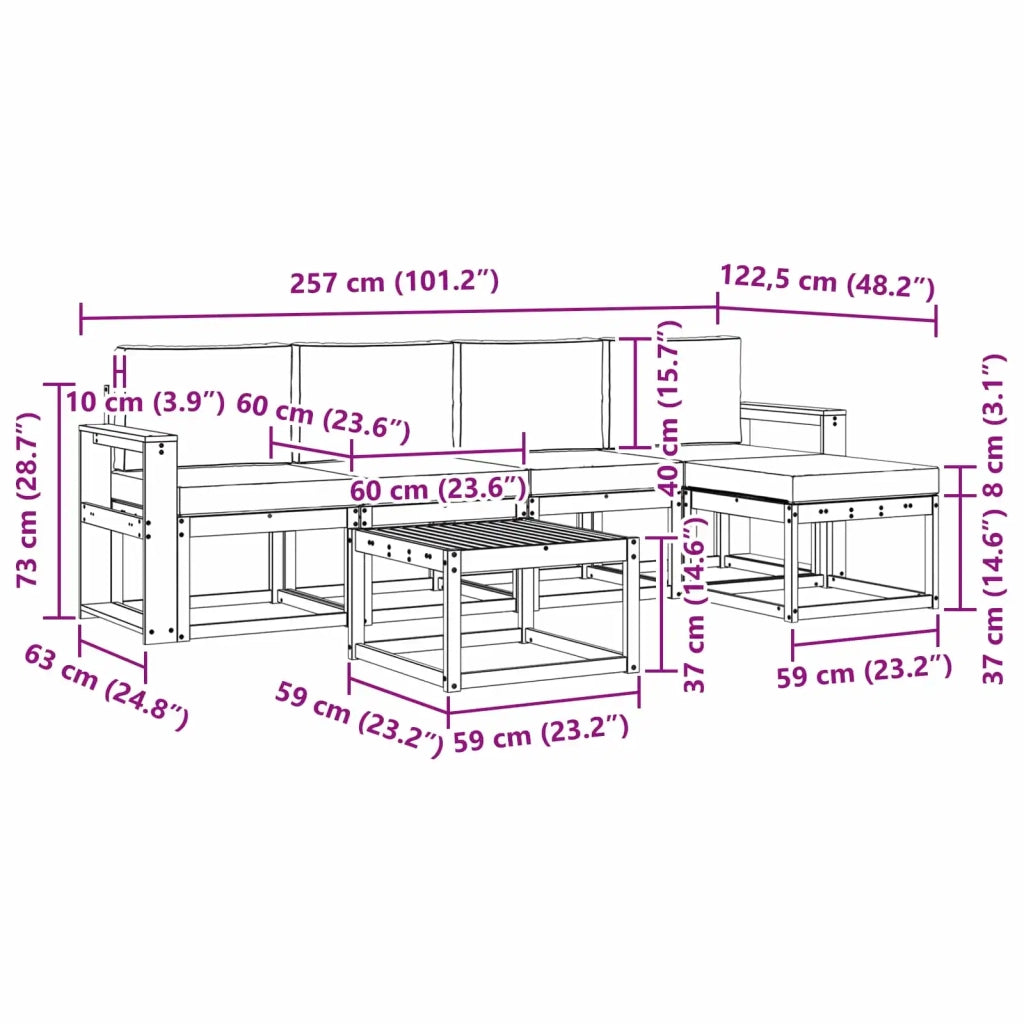 Set di divani da esterno 6 pz Bianco e Beige 3387532