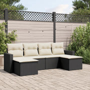 Set Divano da Giardino 6 pz con Cuscini Nero in Polyrattan 3251653