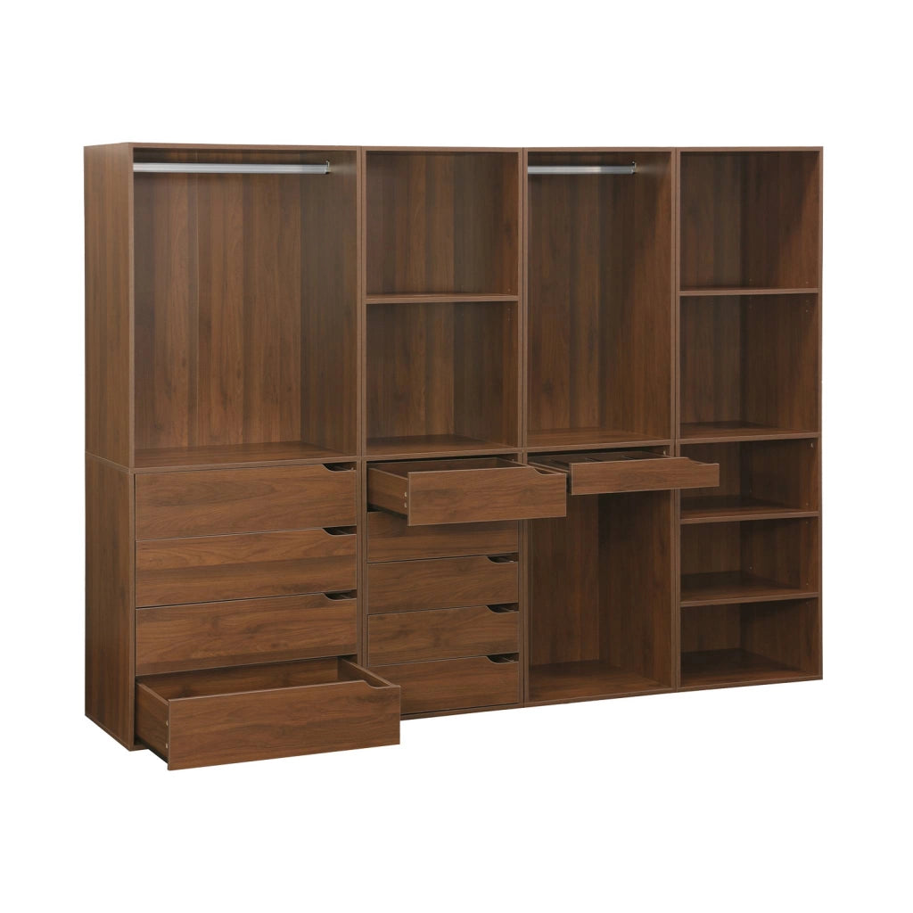 Kit armadio modulare decorazione legno 4 elementi, noce