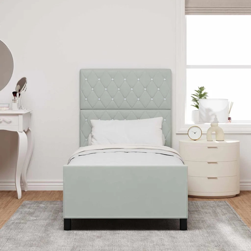 Letto a molle con testiera Grigio chiaro 90 x 200 cm Velluto 3344849